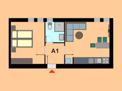 Apartmán A1 - 2+kk 35,78 m2