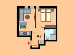 Apartmán A2 - 2+kk 35,78 m2