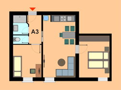 Apartmán A3 - 3+kk 44,74 m2